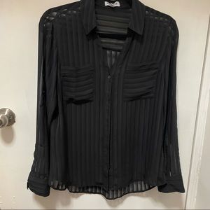 Express Black Sheer Portofino Shirt